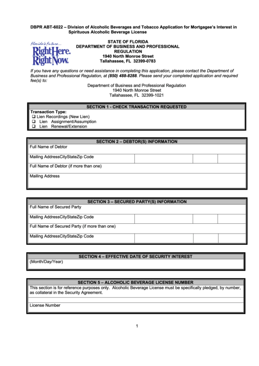 Dbpr Form Abt-6022 - Examination Application Printable pdf