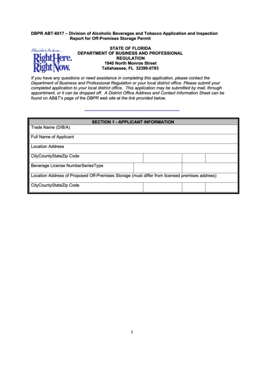 Dbpr Form Abt-6017 - Examination Application Printable pdf