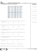 Examining A Multiplication Table Worksheet With Answer Key