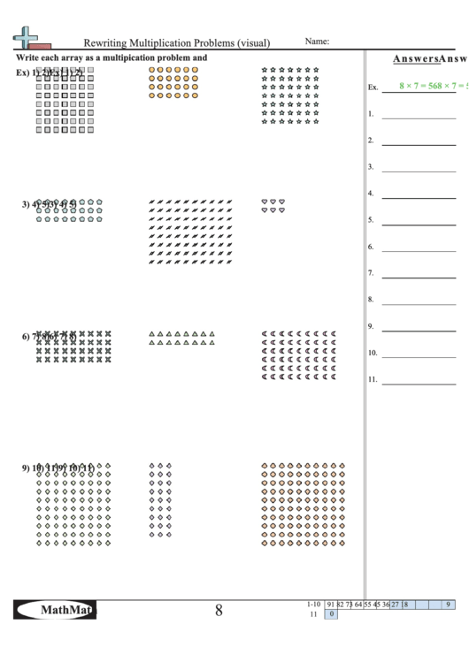 Rewriting Multiplication Problems (visual) - Math Worksheet With Answer Key