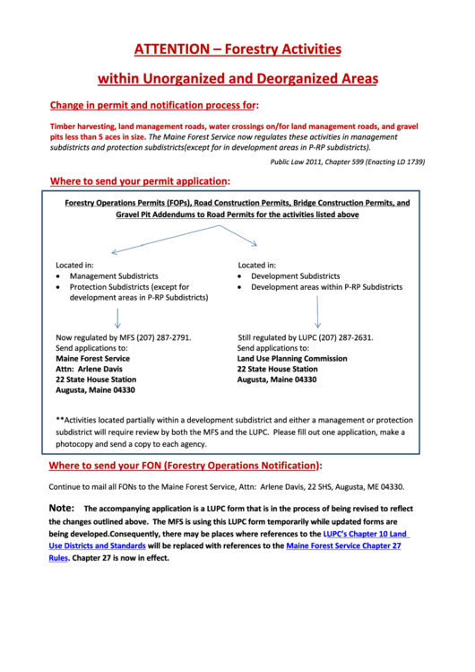 Fillable Amendment For Forest Operations Notifications Form Printable pdf