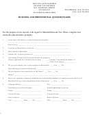 Business And Professional Questionnaire Form