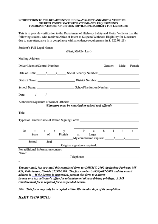 Florida Department Of Motor Vehicles Form 82040 Webmotor