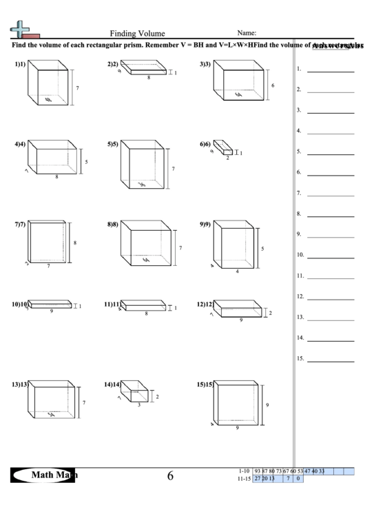 Finding Volume Worksheet printable pdf download