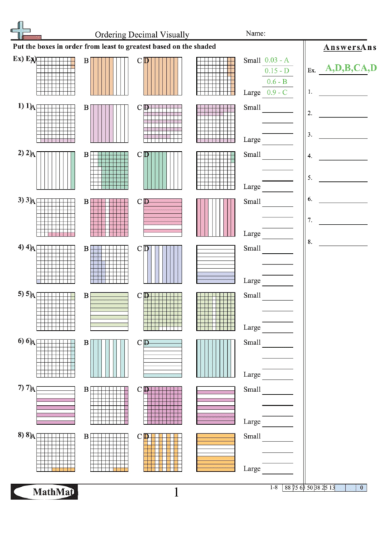 Ordering Decimal Visually Worksheet Printable pdf