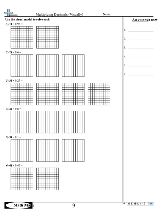 Multiplying Decimals (Visually) Worksheet Printable pdf