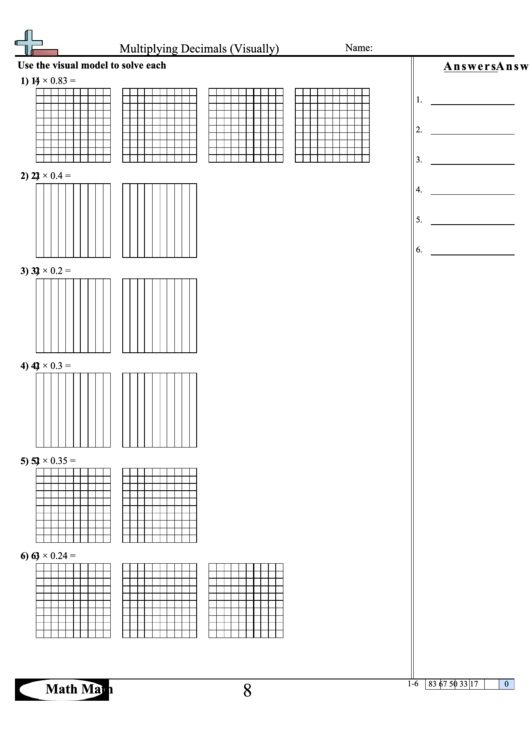 Multiplying Decimals (Visually) Worksheet Printable pdf