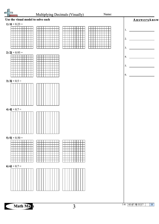 Multiplying Decimals (Visually) Worksheet Printable pdf