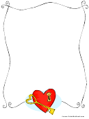 Valentine's Day Heart And Key Page Border Template