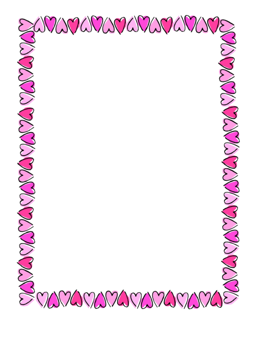 Valentine'S Day Pink Hearts Page Border Template printable pdf download
