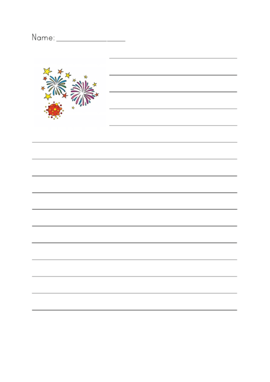 4th Of July Wide Lined Writing Paper Template
