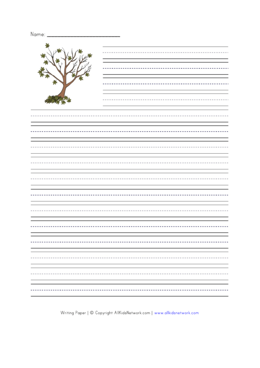 Fall Tree Writing Paper Template Printable pdf