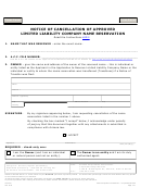 Form L003.001 - Notice Of Cancellation Of Approved Limited Liability Company Name Reservation - 2010
