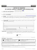 Notice Of Transfer Of Limited Liability Company Name Reservation Form - 2010
