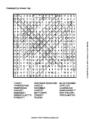 Thanksgiving Word Search Puzzle Template (answer Key)