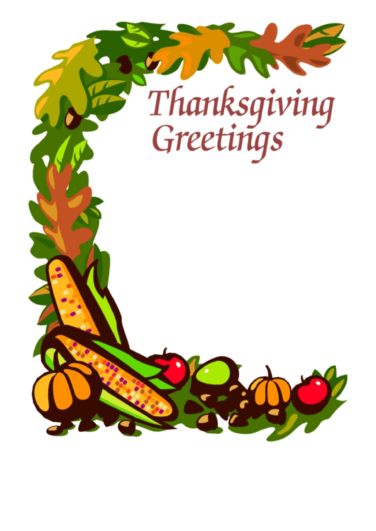 Thanksgiving Greeting Card Template Printable pdf