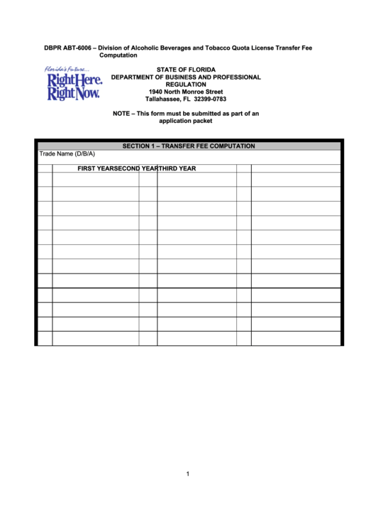 Dbpr Form Abt-6006 - Examination Application Printable pdf