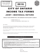 Income Tax Return Form - City Of Ontario, Income Tax Department