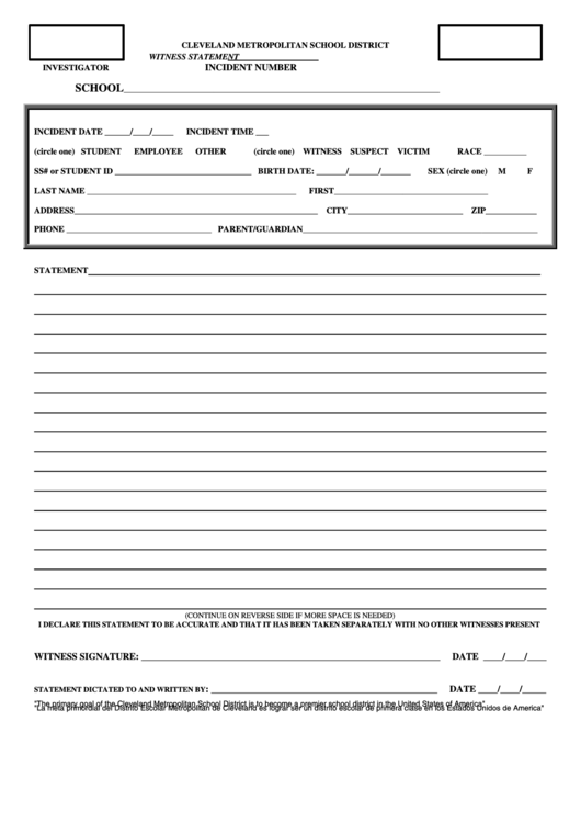 Fillable Cleveland Metropolitan School District Form Printable pdf