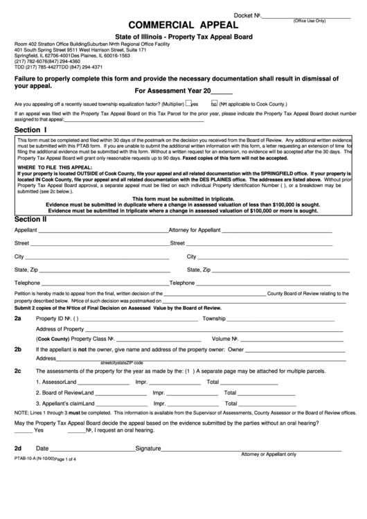 Form Ptab-10-A - Commercial Appeal Printable pdf