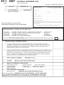 Form Et-1 - Payroll Expense Tax - City Of Pittsburgh - 2007