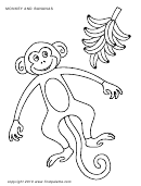 Monkey And Bananas Coloring Sheet