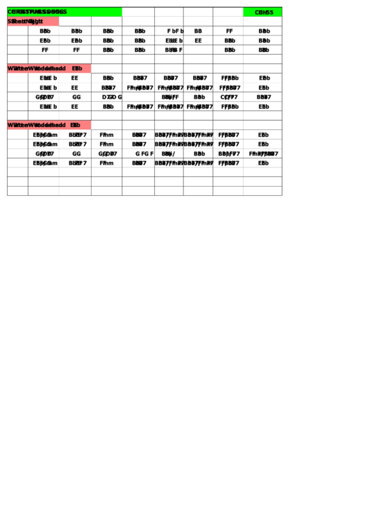 Chrismas Songs - Silent Night Chord Chart Printable pdf