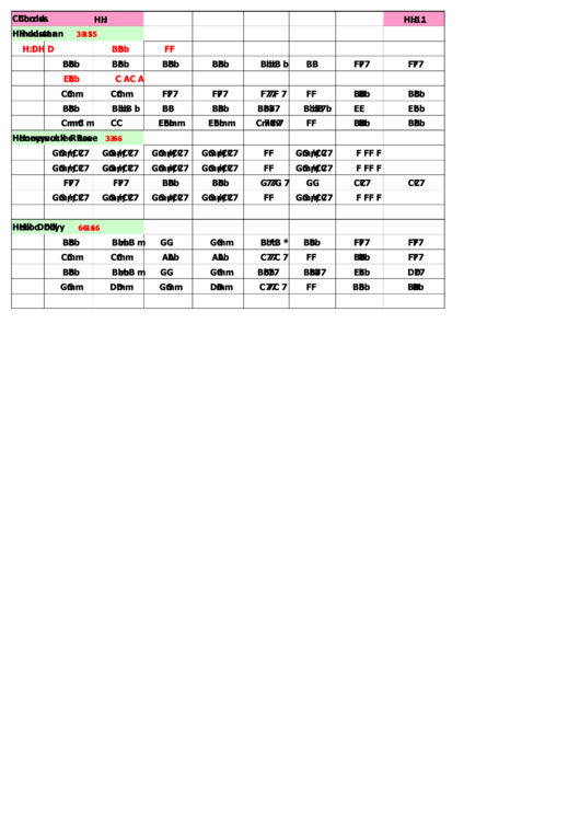 Hindustan Jazz Chord Chart Printable pdf