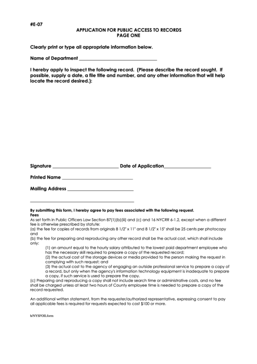 Form E-07 - Foil Application Printable pdf