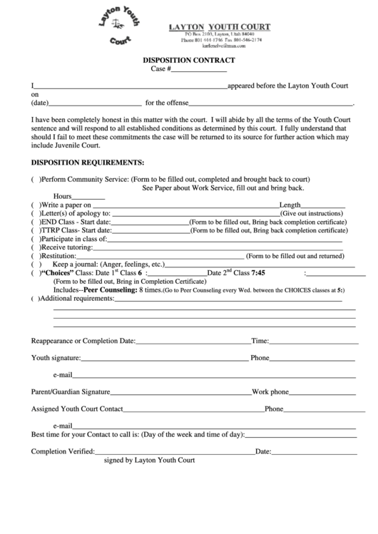 Disposition Contract Form Printable pdf