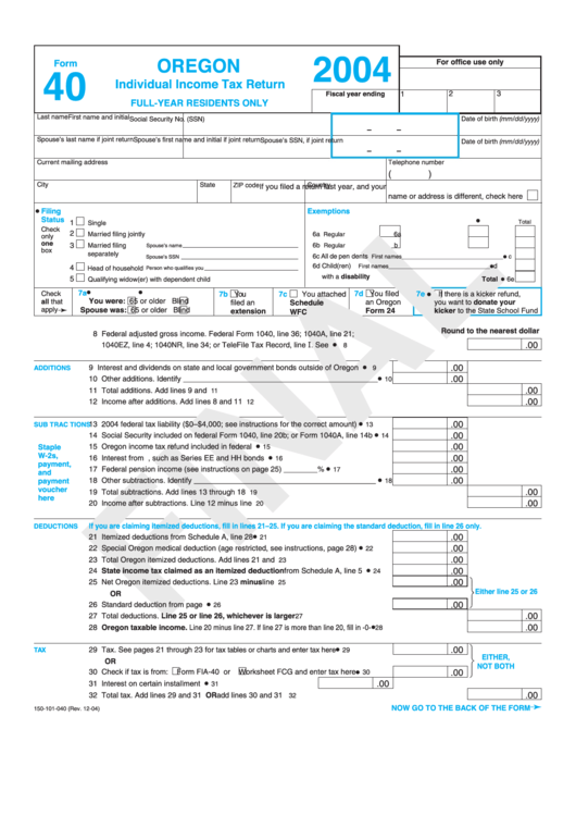 Form 40 - 2004 Individual Income Tax Return Full-Year ...