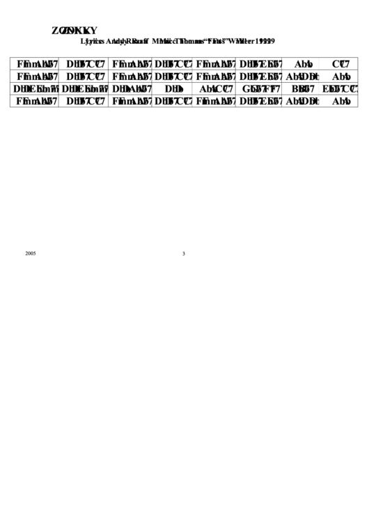 Zonkey Chord Chart Printable pdf