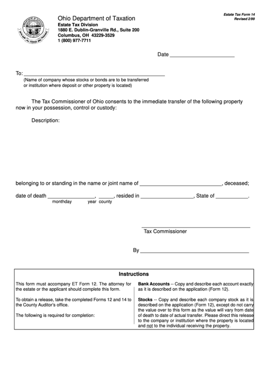 form-14-ohio-department-of-taxation-estate-tax-division-1999