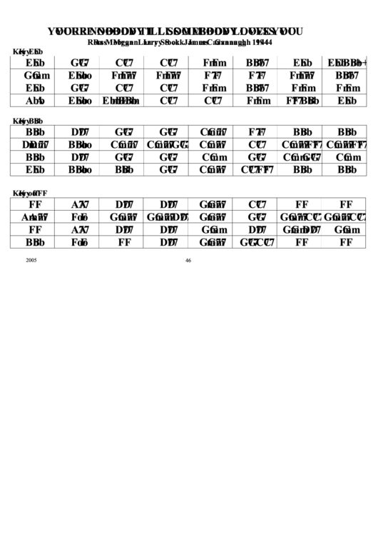 Ross Morgan - Youre Nobody Till Somebody Loves You Chord Chart Printable pdf