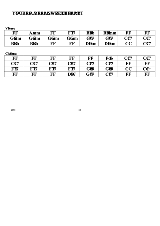 Jazz Chord Chart - Youre A Real Sweetheart Printable pdf
