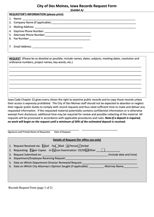 Fillable Records Request Form printable pdf download