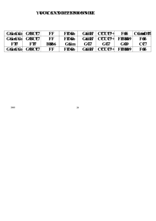 Jazz Chord Chart - You Can Depend On Me Printable pdf