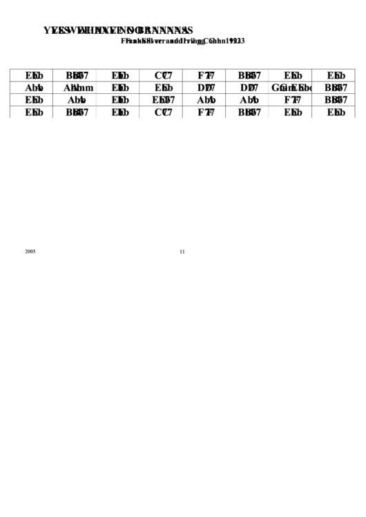 Jazz Chord Chart - Yes We Have No Bananas