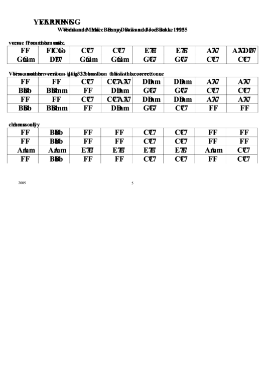 Yearing Chord Chart Printable pdf