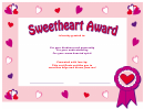 Sweetheart Award Template