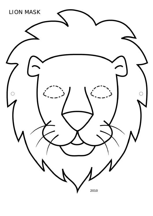 Lion Mask Coloring Sheet - 2010 Printable pdf