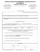 Application For Amended Certificate Of Authority (foreign Corporation) Form - 2009