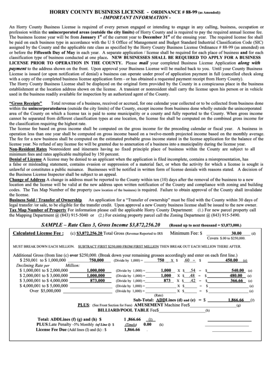 Business License Form Printable pdf