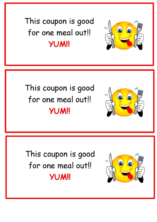 One Meal Out Coupon Template Printable pdf