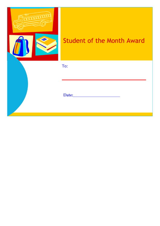 Fillable Student Of The Month Award Certificate Template Printable pdf