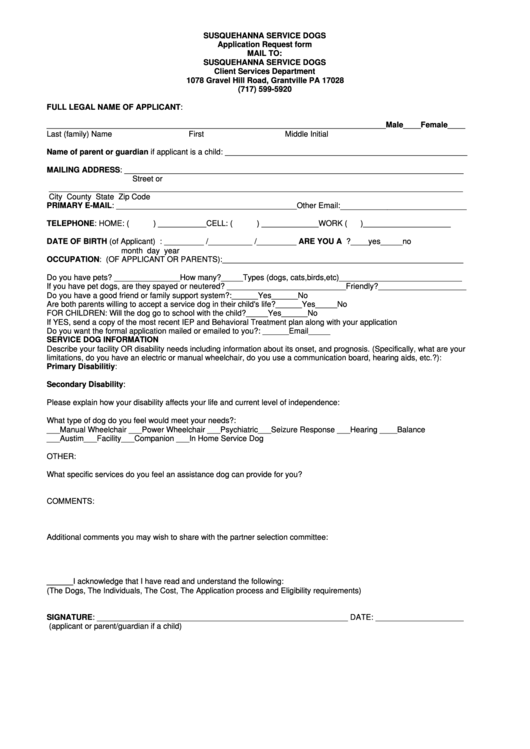 Application Request Form Printable pdf