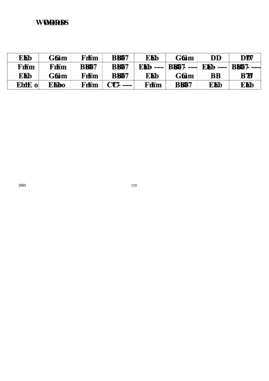 Words Chord Chart Printable pdf