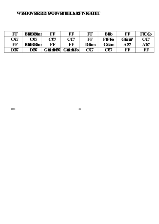 Jazz Chord Chart - Who Were You With Last Night Printable pdf