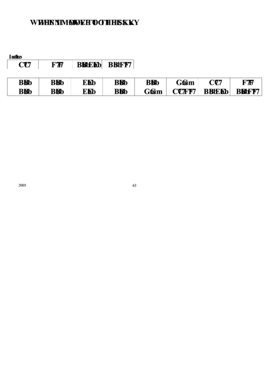 Jazz Chord Chart - When I Move To Sky Printable pdf