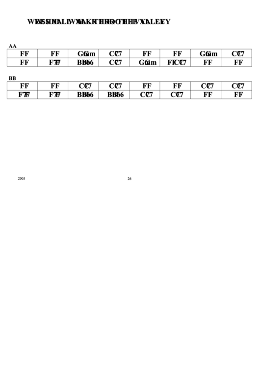 Jazz Chord Chart - We Shall Walk Thro The Valley Printable pdf